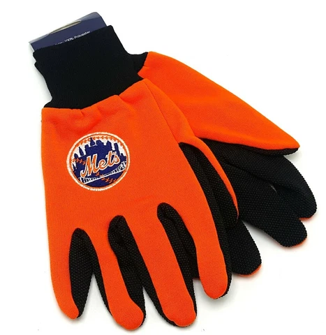 New York Mets Gloves Non Slip Work Utility Adult MLB Baseball Sports Palm Grip Cover