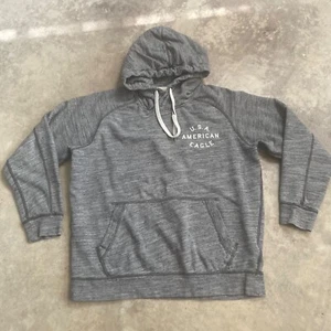 American Eagle Outfitters Sweatshirt Mens Large Gray USA Hoodie Hooded Pockets - Picture 1 of 10