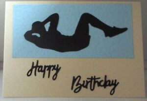 Handmade Birthday card - Man doing crunches, sit-ups, curls, exercise