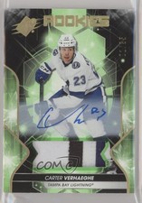2019 SPx Rookies Premium Material Autos /35 Carter Verhaeghe #77 Rookie Auto RC