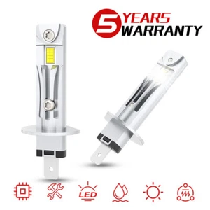 H1 LED Headlight Bulbs Kit High Low Beam Cool White 6000K Bright Fanless 2pcs - Picture 1 of 12