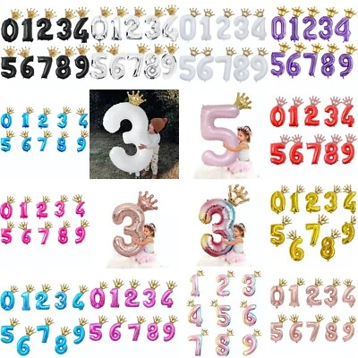 Lindo Número 30" con Corona Globos Set Lámina Inflable Reutilizable Fiesta Decoración Foto 1 de 4