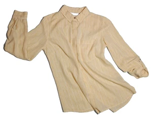 APT. 9 Langarmshirt versteckte Knopfleiste Rollriegel Damen XS Tasche gelb - Bild 1 von 18