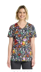 Scrubstar Women's Novelty Halloween Christmas Disney Print Nurse Scrub Top - Picture 1 of 34