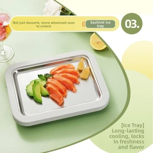 For Instant Ice Cream Maker Stainless Steel DIY Yogurt Roll Kit 26x21cm - Picture 1 of 11