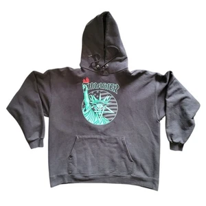 Y2K Thrasher 666 Lady Liberty Graphic Skate Grunge Hoodie Größe LG - Bild 1 von 17