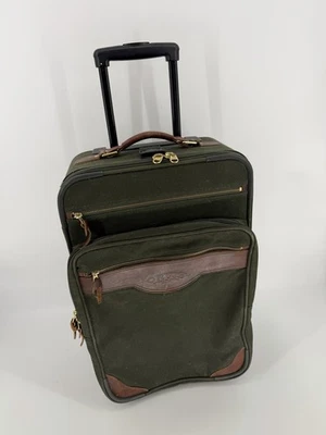 Equipaje de mano con ruedas de cuero de lona verde militar Orvis Battenkill de colección  Foto 1 de 4