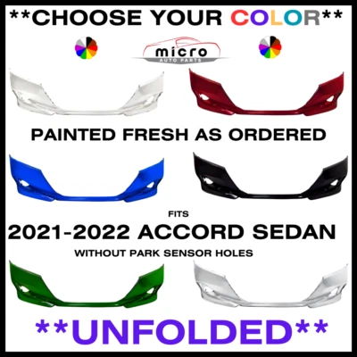 NEW FRONT BUMPER FOR 2021-2022 ACCORD PAINTED *CHOOSE YOUR COLOR* HO1000328 - Image 1 of 4