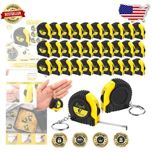 50 Pcs Mini Measuring Tape Keychains - 6ft Retractable & Portable in Yellow - Picture 1 of 8
