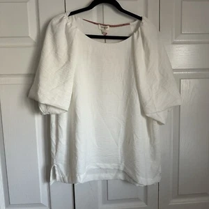 Umgee Womens Off White Myla Top Puff Sleeves NWT Sz L Boho Comfy Flowy Summer - Picture 1 of 10