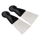Set aus 2 Metall Afro Kamm Afroamerikaner Pick Comb Haarbürste Friseurwerkzeug