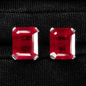 Beautiful Pigeon Blood Ruby 9.10Ct 925 Sterling Silver Rose Gold Plated Earrings - Picture 1 of 6