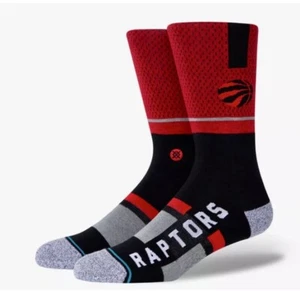 Men's L NBA Stance Crew Socks Toronto Raptors Shortcut 2 Red Shoe Size 9-13 New - Picture 1 of 11