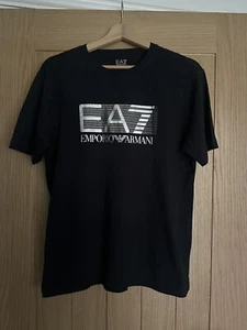 Men’s EA7 Emporio Armani Black Metallic Top T-shirt Size Medium - Picture 1 of 6