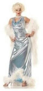 Silver Screen Goddess Marilyn Lame Glamour Gown Feather trim Costume Small 6-8