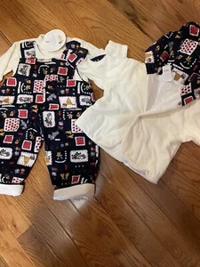 Kleinkind Mädchen 3 teiliges Outfit Made in Portugal. 3/6 Monate Latzhose, Shirt, Jacke - Bild 1 von 5