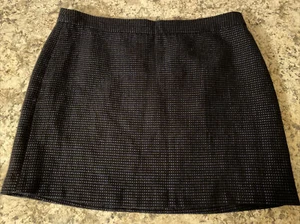 GAP Wool Blend Skirt (Size 12) Black w/Blue Pattern - GORGEOUS  - Picture 1 of 6