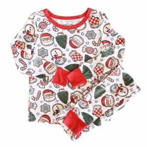 NIP New Boys Girls Caden Lane Santa's Cookies 2 piece Bamboo Pajamas Size 5/6 - Picture 1 of 2