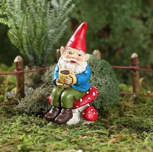 Miniature Fairy Garden Soren, The Caffeinated Gnome Stake - Buy 3 Save $5 - Picture 1 of 1