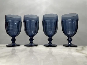 Libbey DuraTuff Gibraltar Dusky Blue Water Goblets 6 3/4" Vintage set of 4 - Picture 1 of 21