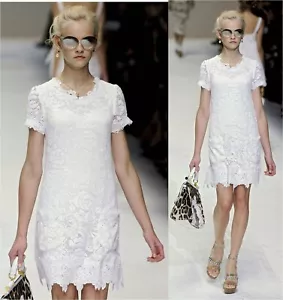 Dolce Gabbana IT38 white knitted lace dress with low pocket - Picture 1 of 12