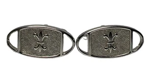 Vtg Silver Tone Chrome Fleur-De-Lis Cuff Links Men's Cufflinks Mardi Gras - Picture 1 of 4