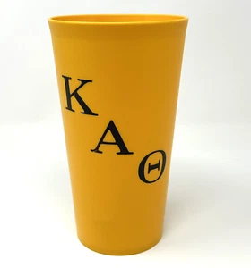 Kappa Alpha Theta Sorority Vintage Plastic Drinking Cup Yellow BlackLetters 26oz - Picture 1 of 8