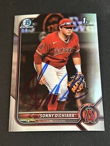 Sonny DiChiara Signed 2022 Bowman Draft Chrome Refractor Card Auto LA Angels COA