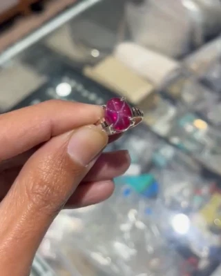 Antique Handmade Designer Red Star Ruby Ring Vintage Ruby Ring Wedding Jewelry - Image 1 of 4