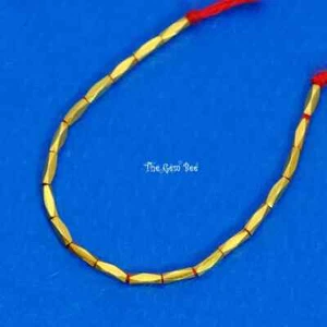 1mmx3mm 18k Solid Yellow Gold Faceted Fancy Nugget Tube Findings Beads 2.4" (20) - Picture 1 of 10