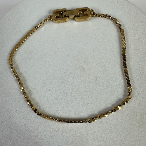 Givenchy Bracciale Vintage Catena Serpente Semplice Tono Oro