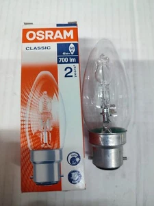 2 X Osram 46w (60w)BC B22 Halogen Clear Candle Bulbs  - Picture 1 of 6