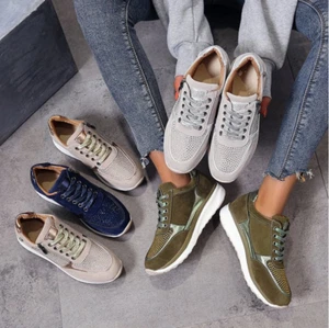 Womens Cosy Sneakers Zipper Platform Trainers Casual Lace-Up Breathable Shoes - Picture 1 of 16