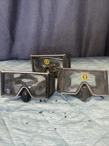 Vintage US Divers Aqua Lung Diving Mask Wrap Around Tempered Glass Goggles LOT - Picture 1 of 7