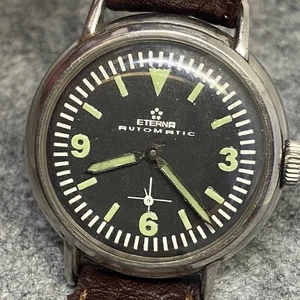 VINTAGE ETERNA CALIBER 834 S STEEL AUTOMATIC BUMPER MILITARY SWISS WATCH 50'S - Picture 1 of 15