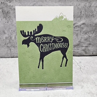 Hallmark Christmas Greeting Card 5x7 Moose Deer Green Red Rustic Humor - Image 1 of 4