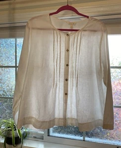 Camisa Klean Blanca Lino Abotonada Manga Larga Clásica Modesta Ambiente Pradera - Imagen 1 de 7