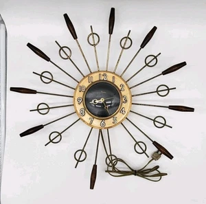 Vintage MCM Atomic Starburst Wall Clock by United Model 79 Works MCM Retro 1950s - Picture 1 of 24
