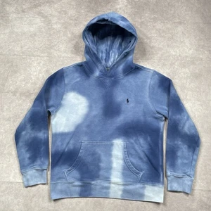 Polo Ralph Lauren Hoodie Size Large 14/16 Blue Tie Dye Fleece Pullover - Picture 1 of 16
