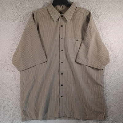 Camisa David Taylor Para Hombres Verde Marrón Botón Talla 2XLT Alta Manga Corta Cuello Foto 1 de 4