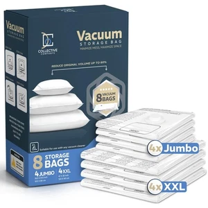 8er Pack XXL Jumbo Vakuum Aufbewahrungsbeutel - Vakuumierbeutel für Kleidung, Bettwäsche... - Bild 1 von 8