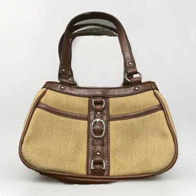 Bolsa satchel vintage Etienne Aigner de couro tecido bolsa de ombro pequena - Imagem 1 de 4