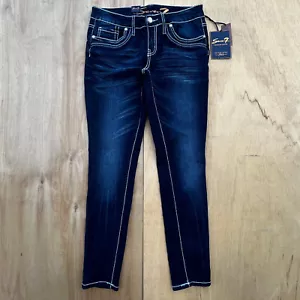 SEVEN 7 LOW RISE EMBROIDERED THICK STITCH WOMEN’S LEGGING JEANS sz 8 NWT - Picture 1 of 14