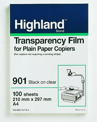 3M Highland 901 Transparency Film for Copiers 8.5"x11"100 Sheets UPC:51125073271 - Image 1 of 1
