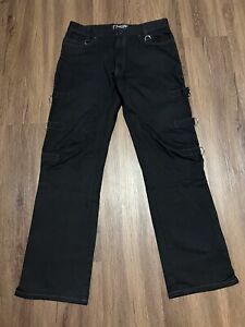 Vintage Mens Tripp NYC black Rave trip pants straps zipper size 33 X 30