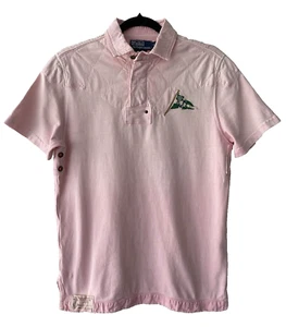 POLO RALPH LAUREN MENS POLO T-SHIRT VINTAGE 90s SHORT SLEEVE COTTON PINK SIZE S - Picture 1 of 24