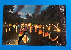 Twilight At Coco Palms Hawaii Postcard Tropical Lagoon Posted 1984 - Picture 1 of 4