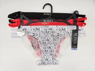 XOXO 3-упаковка женщин S M назад кружева нахальный трусики стороны вырезы черный белый коралл - Изображение 1 из 4