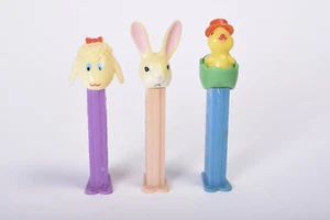 PEZ Dispenser Set of 3 Easter Theme Bunny/Chick/Lamb {EX+} - Picture 1 of 7