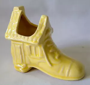 Vintage Yellow Boot Shoe House Porcelain Planter - Picture 1 of 8